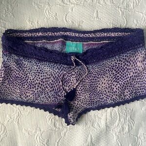 TAJ by Sabrina Crippa Purple Ombré Silk Crochet Knit Swim Cover Up Shorts Sz XS